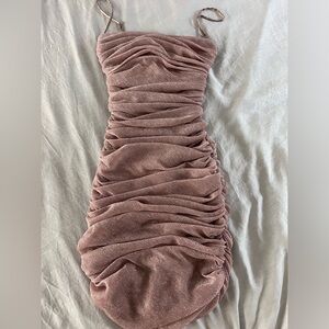 House of CB Ella Dress Pale Pink Sparkle Mesh Mini Dress